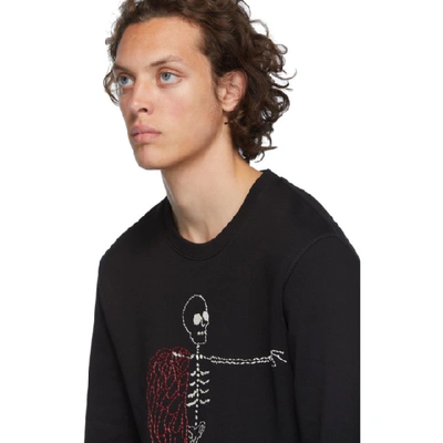 Shop Alexander Mcqueen Black Winged Skeleton Sweatshirt In 0901 Blkmix
