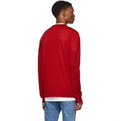 Shop Balmain Red Logo Sweater