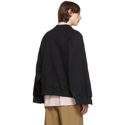 Shop Jw Anderson Black Oversized Sleeves Placket Sweatshirt In 999 Black