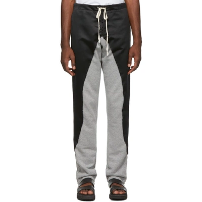 Shop Greg Lauren Black 50/50 Satin/terry Lounge Pants