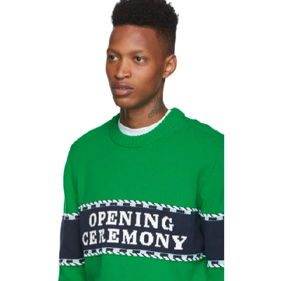 Shop Opening Ceremony Green Knit Logo Sweater In 3409 Kelgrn