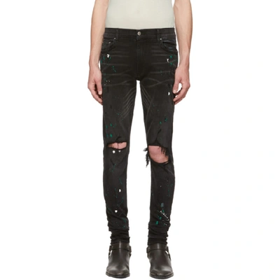 Shop Amiri Black Paint Splatter Jeans In Blk Black