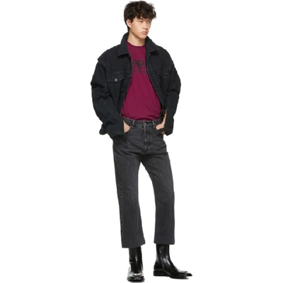 Shop Balenciaga Navy Denim Biker Jacket In 4401 Midnt