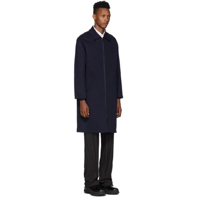 Shop Valentino Navy Wool Coat In 598navy