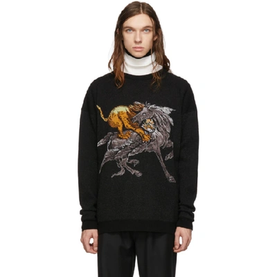 Shop Givenchy Black Lion And Pegasus Sweater In 002-blkgry
