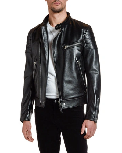 Shop Tom Ford Men's Moto Leather Jacket In Black