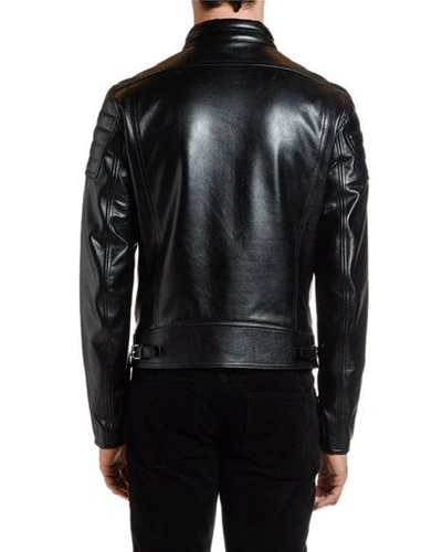 Shop Tom Ford Men's Moto Leather Jacket In Black