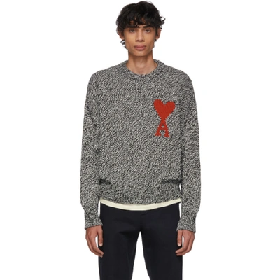 Shop Ami Alexandre Mattiussi Black & White Oversized 'ami De Coeur' Sweater