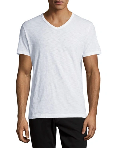 Shop Vince Slub Short-sleeve V-neck T-shirt In Optic White