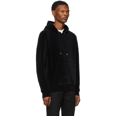 Shop Balmain Black Velour Zipper Hoodie In 0pa Noir