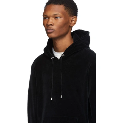 Shop Balmain Black Velour Zipper Hoodie In 0pa Noir