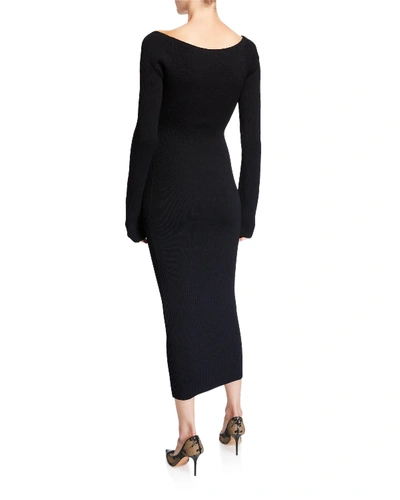 Shop Khaite Beth Long-sleeve Bustier Dress In Black