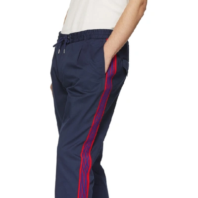 Shop Moncler Navy Side Stripe Sportivo Trousers In 764.navy