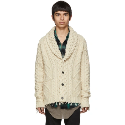 Shop Alanui Off-white Fishermans Knitted Cardigan In 0100 White