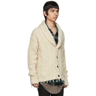 Shop Alanui Off-white Fishermans Knitted Cardigan In 0100 White