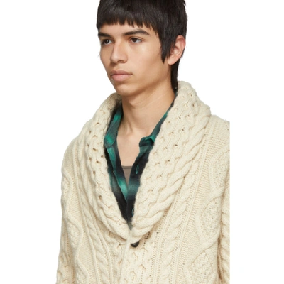 Shop Alanui Off-white Fishermans Knitted Cardigan In 0100 White