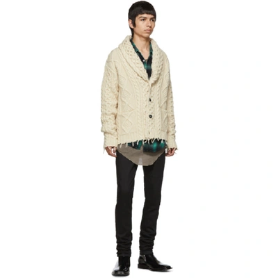 Shop Alanui Off-white Fishermans Knitted Cardigan In 0100 White