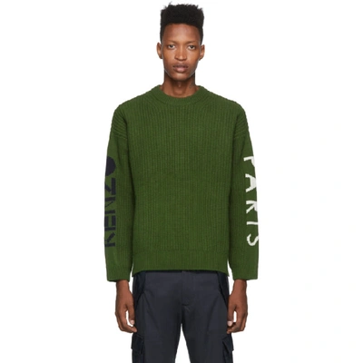 Shop Kenzo Green Wool  Paris Sweatshirt In 51 Drkhaki