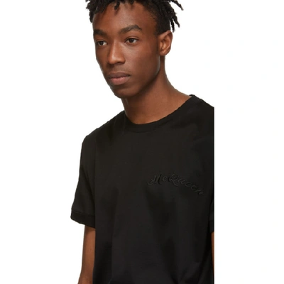 Shop Alexander Mcqueen Black Embroidered Logo T-shirt In 1000 Black