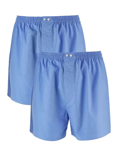 Shop Neiman Marcus Men's 2-pack Tagless Cotton Boxers In Blue