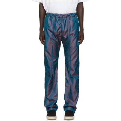 Shop Fear Of God Blue Iridescent Nylon Baggy Lounge Pants In 465bluirrds