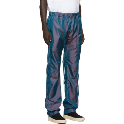 Shop Fear Of God Blue Iridescent Nylon Baggy Lounge Pants In 465bluirrds