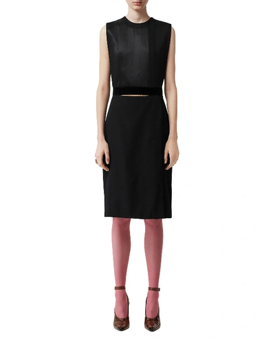 Shop Burberry Silk Double-skirt Dress In Black