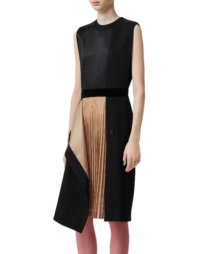 Shop Burberry Silk Double-skirt Dress In Black