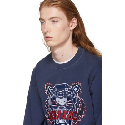 Shop Kenzo Navy Bleached Tiger Sweatshirt In 78-navy