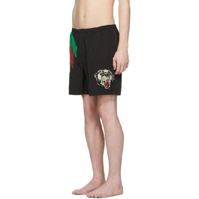 Shop Gucci Black Intarsia Tiger Swim Shorts In 1060 Black