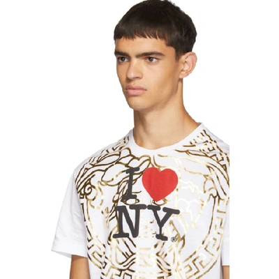 Shop Versace White I Love Ny Medusa T-shirt