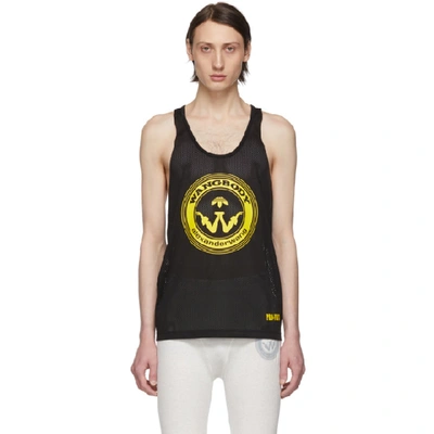 Shop Adidas Originals By Alexander Wang Black Mesh Graphic Tank Top