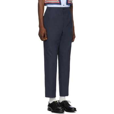 Shop Gucci Blue Lightweight Poplin Trousers In 4169 Navy