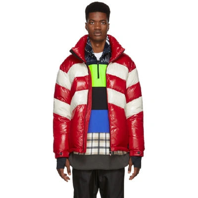Shop Moncler Grenoble Red And Off-white Down Golzern Jacket In 17-491rd.wh