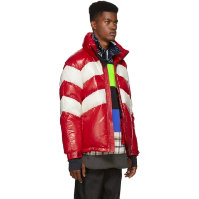Shop Moncler Grenoble Red And Off-white Down Golzern Jacket In 17-491rd.wh