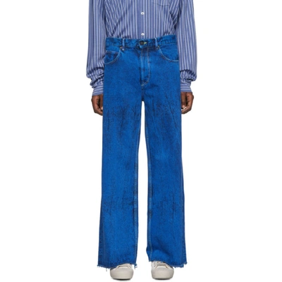 Shop Marni Blue Overdyed Bleached Jeans In 00b50 Blue