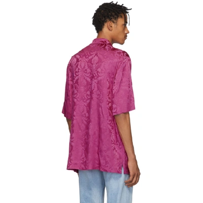 Shop Versace Pink Damask Short Sleeve Shirt In A44a Fuxia