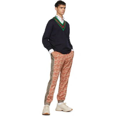 Shop Gucci Orange Tiger Heads Lounge Pants In 7548 Orange