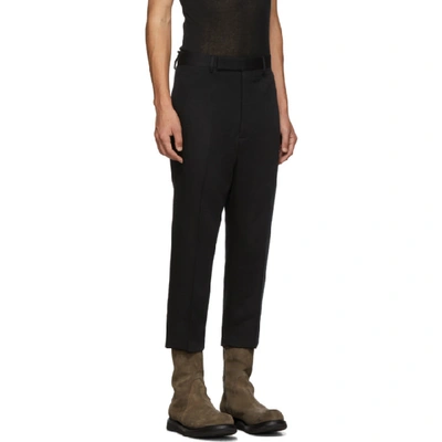 Shop Rick Owens Black Wool Cropped Trousers In 09 Black