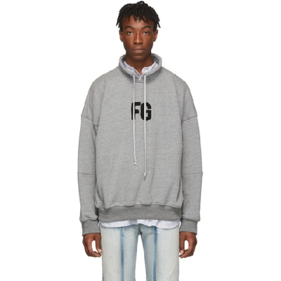 Shop Fear Of God Grey Mock Neck Fg Sweatshirt In 035hthrgryb