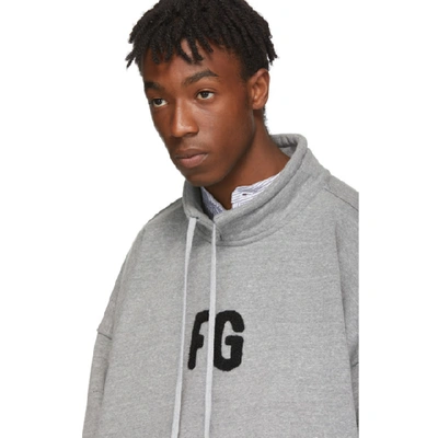 Shop Fear Of God Grey Mock Neck Fg Sweatshirt In 035hthrgryb