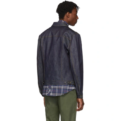 Shop Burberry Blue Denim Spencer Jacket In Mid Indigo