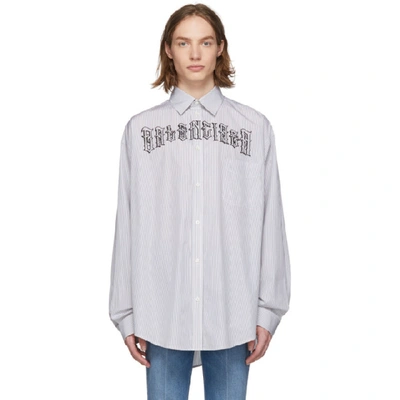 Shop Balenciaga White Striped Tattoo Shirt In 9040 Wht Bl