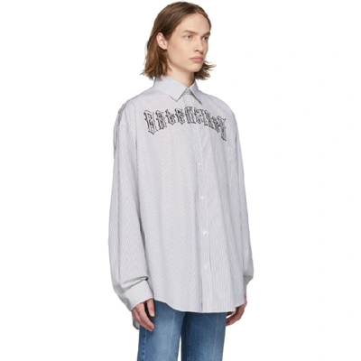 Shop Balenciaga White Striped Tattoo Shirt In 9040 Wht Bl