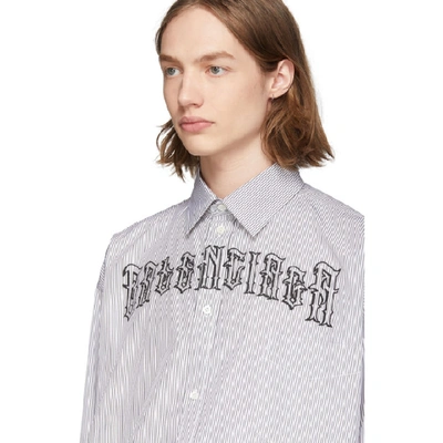 Shop Balenciaga White Striped Tattoo Shirt In 9040 Wht Bl