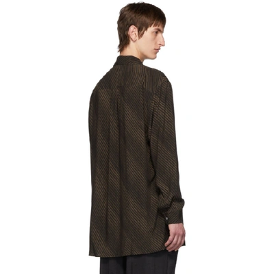 Shop Lemaire Brown And Black Satin Shirt In 477 Truffle