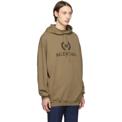 Shop Balenciaga Tan Bb Hoodie In Oat