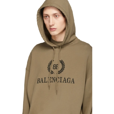 Shop Balenciaga Tan Bb Hoodie In Oat