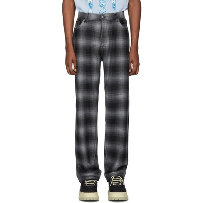 Shop Eytys Grey Tartan Benz Trousers In Ash