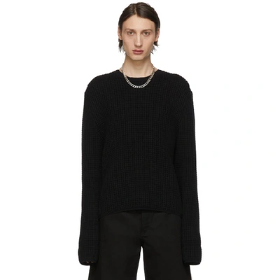 Shop Bottega Veneta Black Waffle Knit Sweater In 1000-black